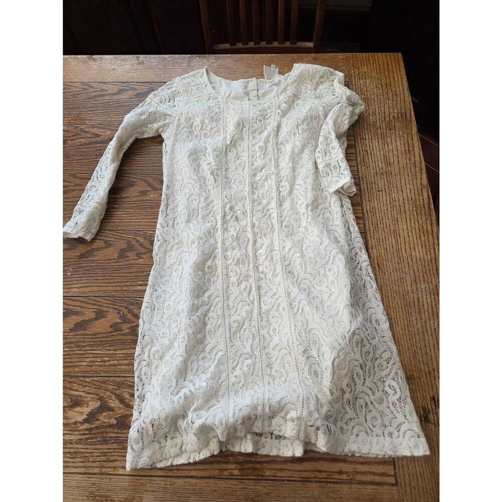 Sézane Off White lace shift dress size 36/US 4